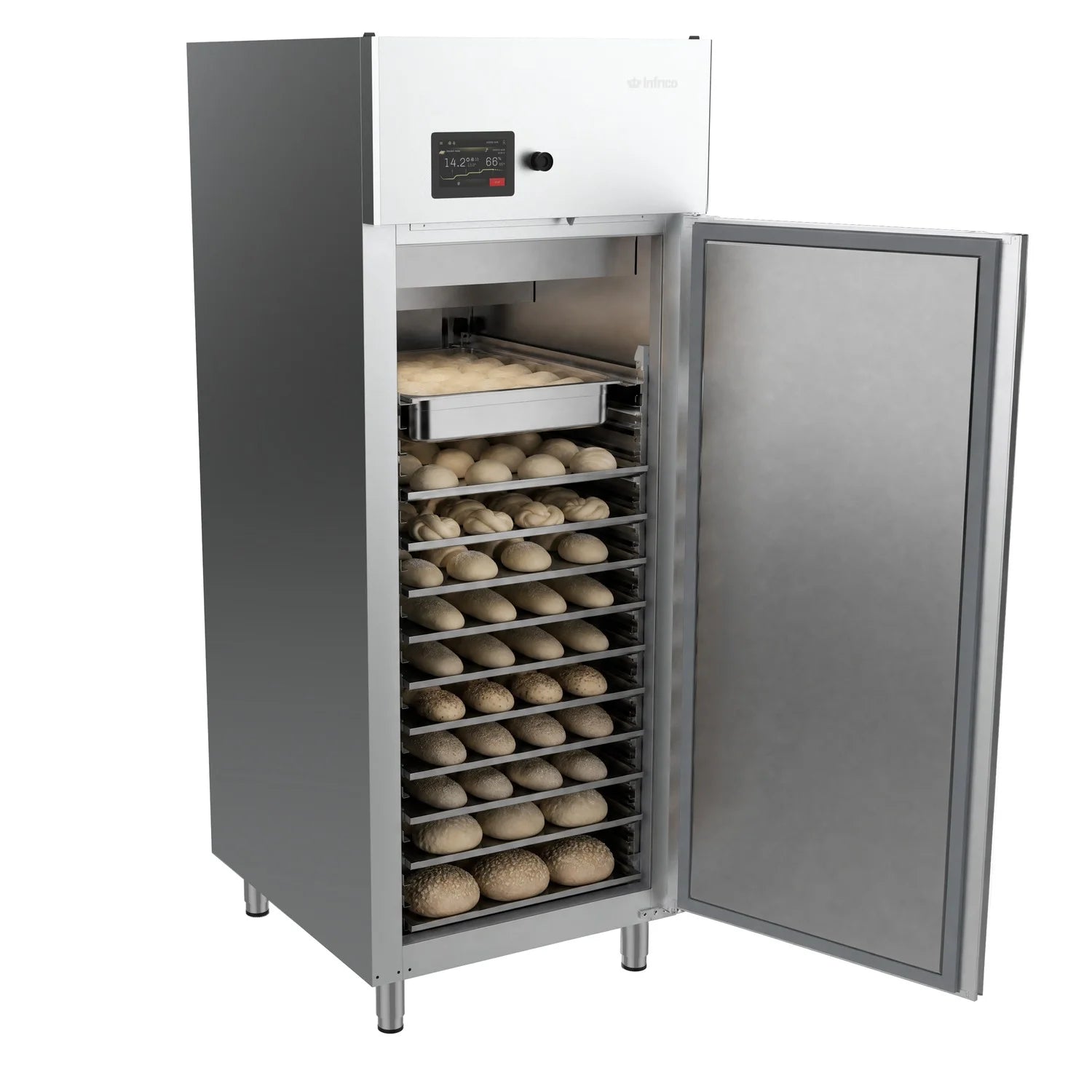Armario de fermentación controlada industrial con puerta ciega de acero inoxidable para panadería y pastelería profesional