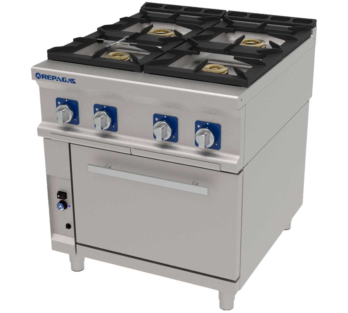 Cocina industrial Repagas CG-941 Pro con cuatro fuegos abiertos y horno de gas profesional Serie 900.