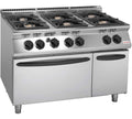 Cocina industrial Savemah Serie 900 de seis fuegos con horno GN 2/1