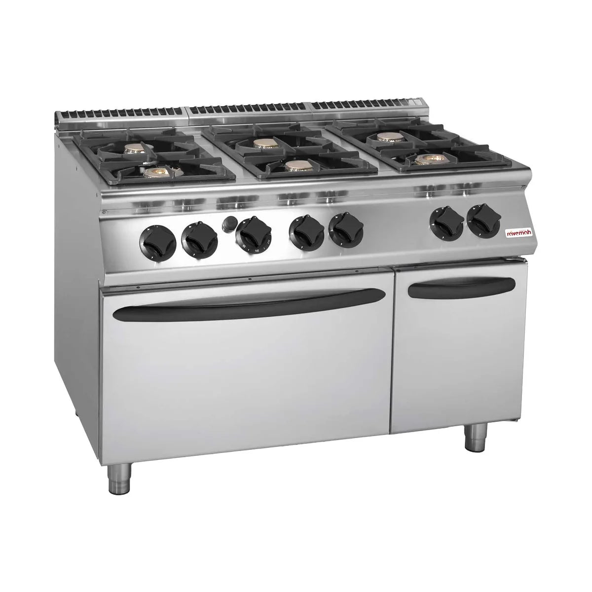 Cocina industrial Savemah Serie 900 de seis fuegos con horno GN 2/1