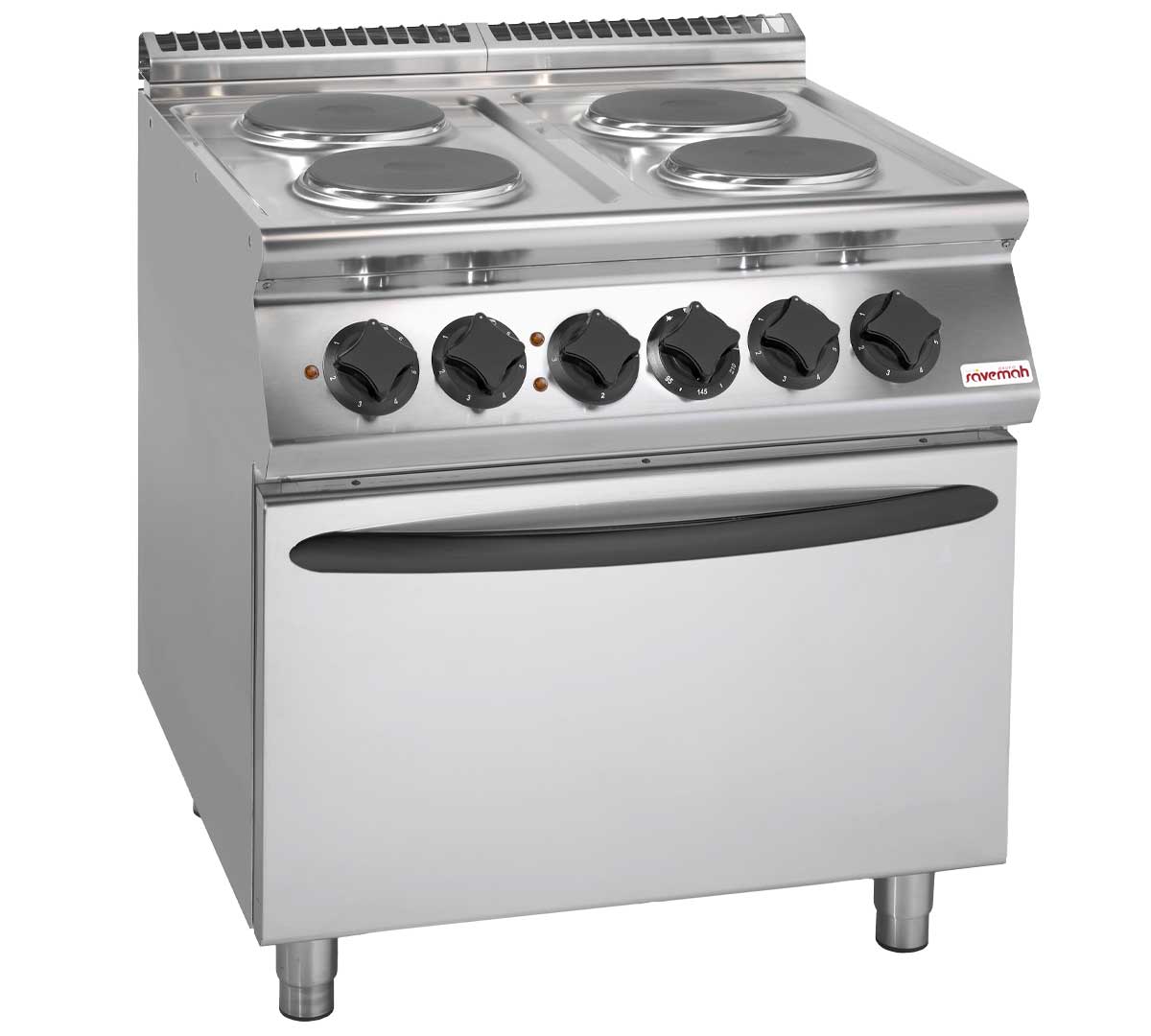 Cocina industrial Savemah Serie 700 con placa radiante de hierro fundido y horno GN 2/1
