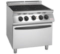 Cocina industrial vitrocerámica Savemah Serie 900 con cuatro zonas de cocción y horno GN 2/1