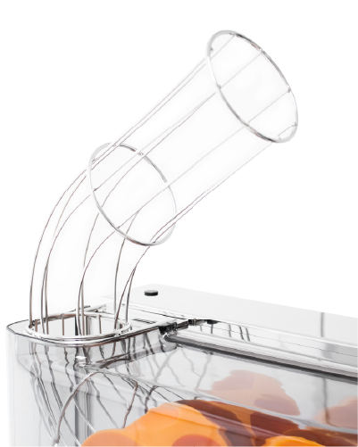 Detalle de exprimidora profesional Zumex Essential Basic con grifo antigoteo y sistema ASP