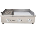 Frytop a gas 35 cm con placa de acero rectificado y barbacoa a gas con piedra volcánica Línea 600 70FRYGRBN