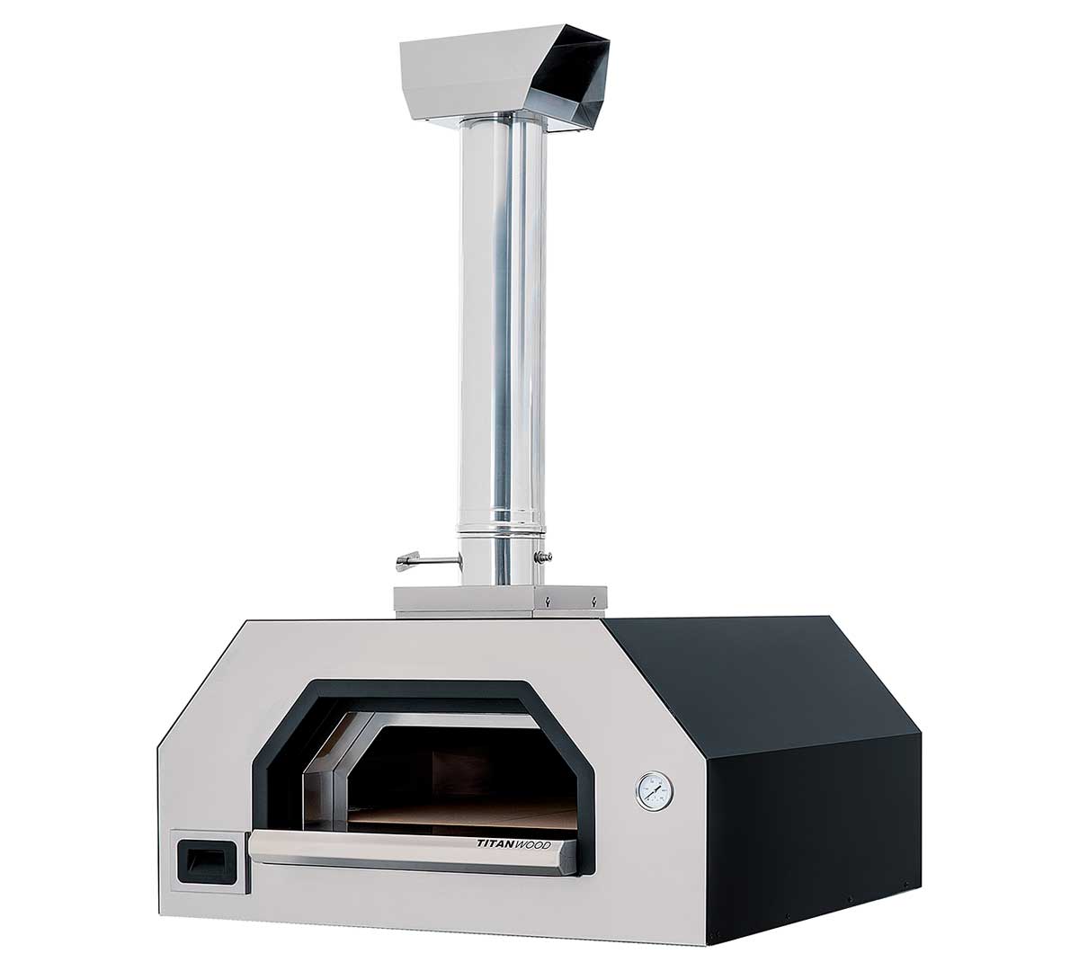 Horno de leña TITAN WOOD 4 con soporte opcional y ruedas para pizzería