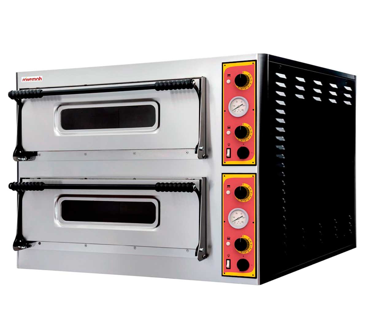 Horno de pizza eléctrico doble BASIC 44 para 8 pizzas de 30 cm con base refractaria