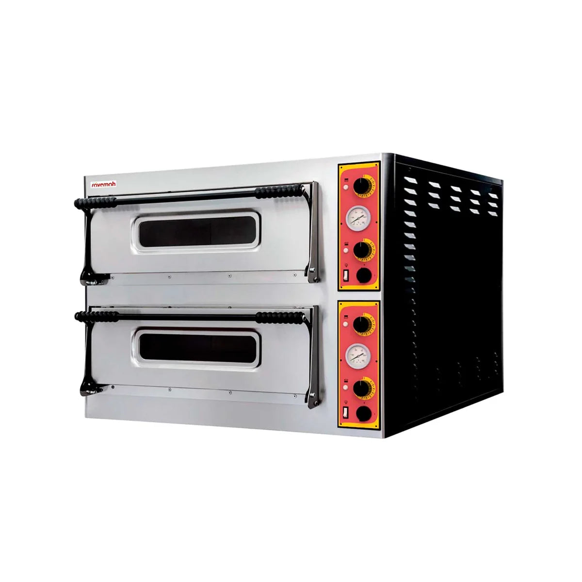 Horno de pizza eléctrico doble BASIC 44 para 8 pizzas de 30 cm con base refractaria