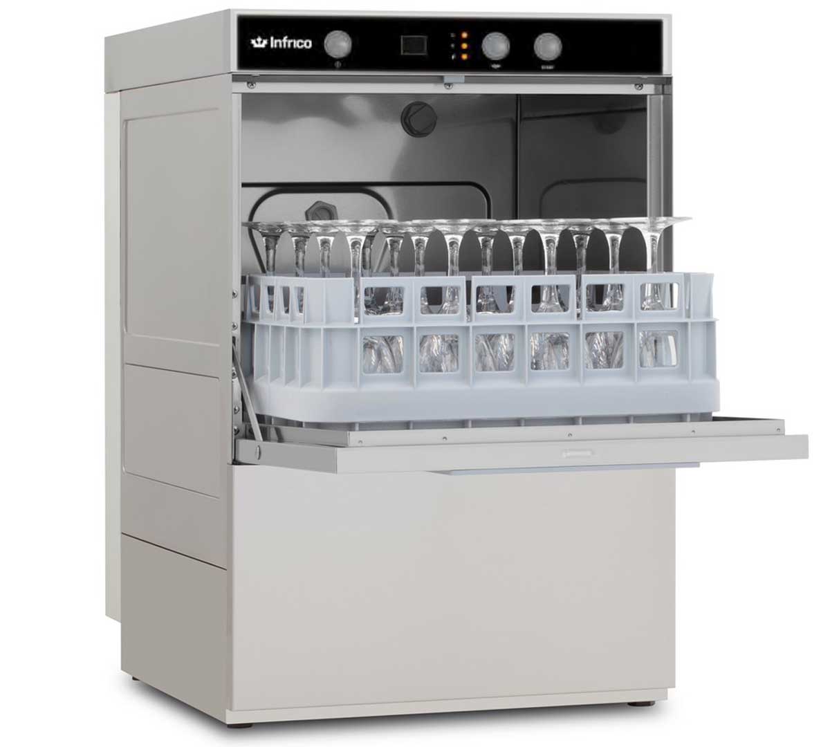 Lavavasos industrial LV2535 de acero inoxidable con cesta 350x350 mm para bares y cafeterías