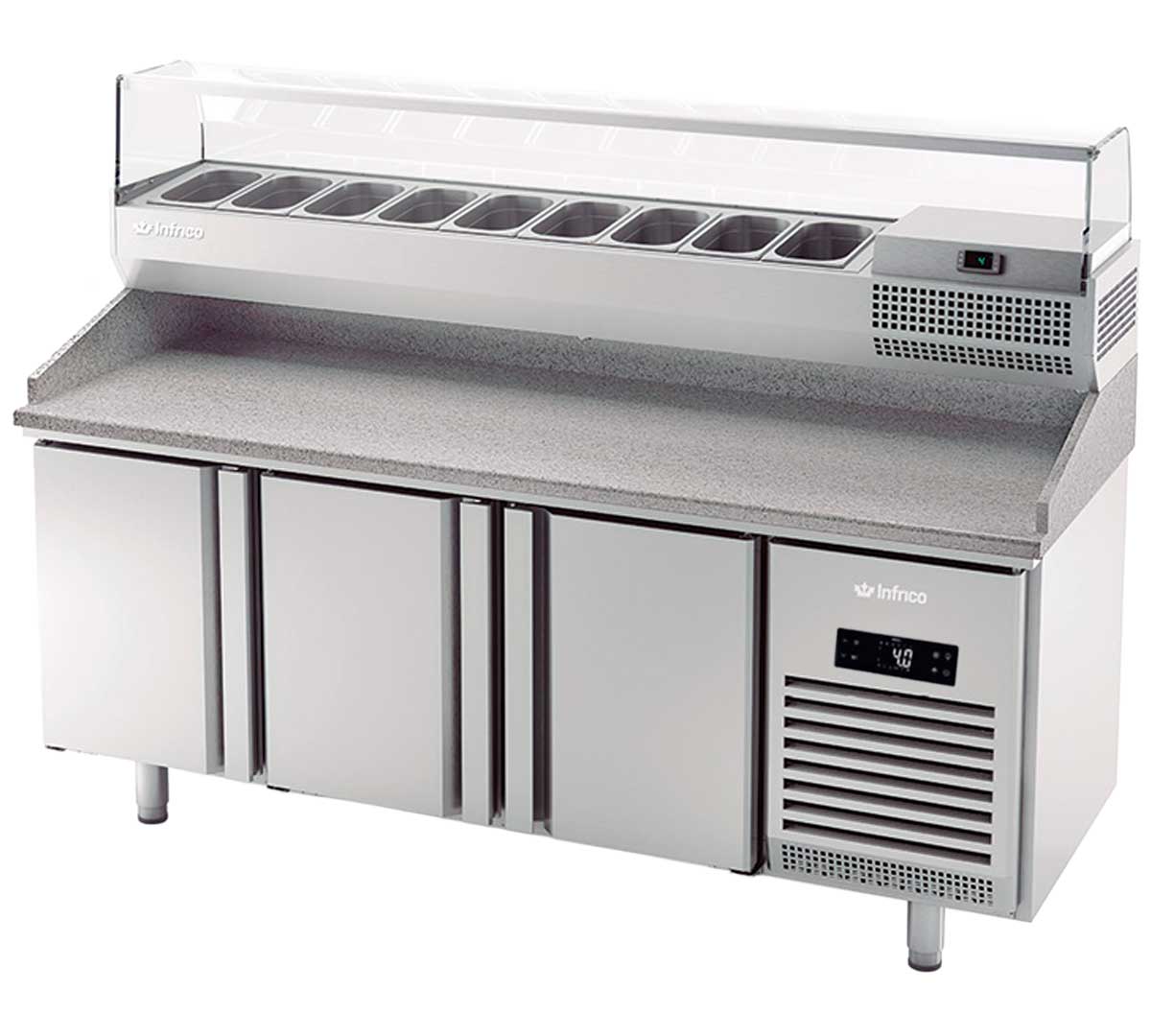 Mesa fría para pizza Infrico con encimera de granito