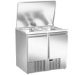 Mesa refrigerada profesional para pizza con superficie de polietileno