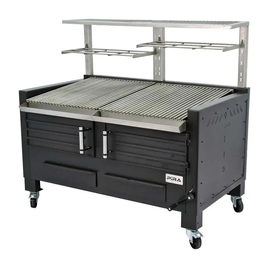 Barbacoa profesional de carbón BBQ M150 para 200 comensales con tolva regulable y parrillas extraíbles