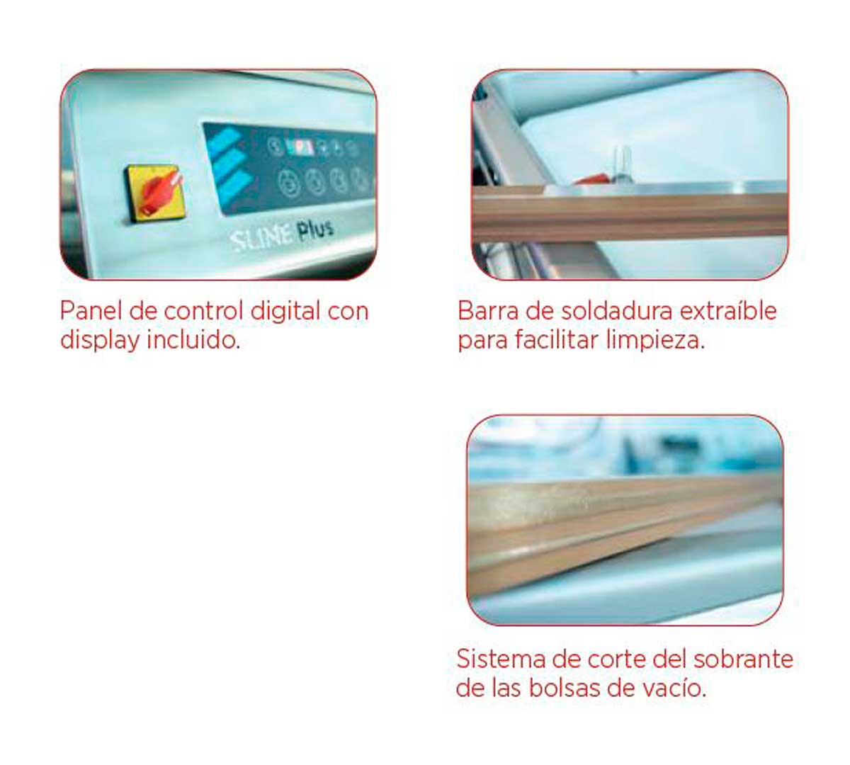 Panel electrónico con display y 10 programas de la envasadora al vacío Edenox Sline Plus
