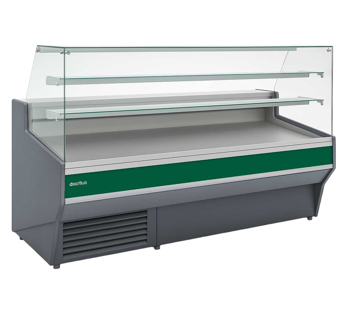 Vitrina expositora refrigerada Vesper VEP-9-RR con cristal recto para pasteles, tartas, bollería y productos de repostería.