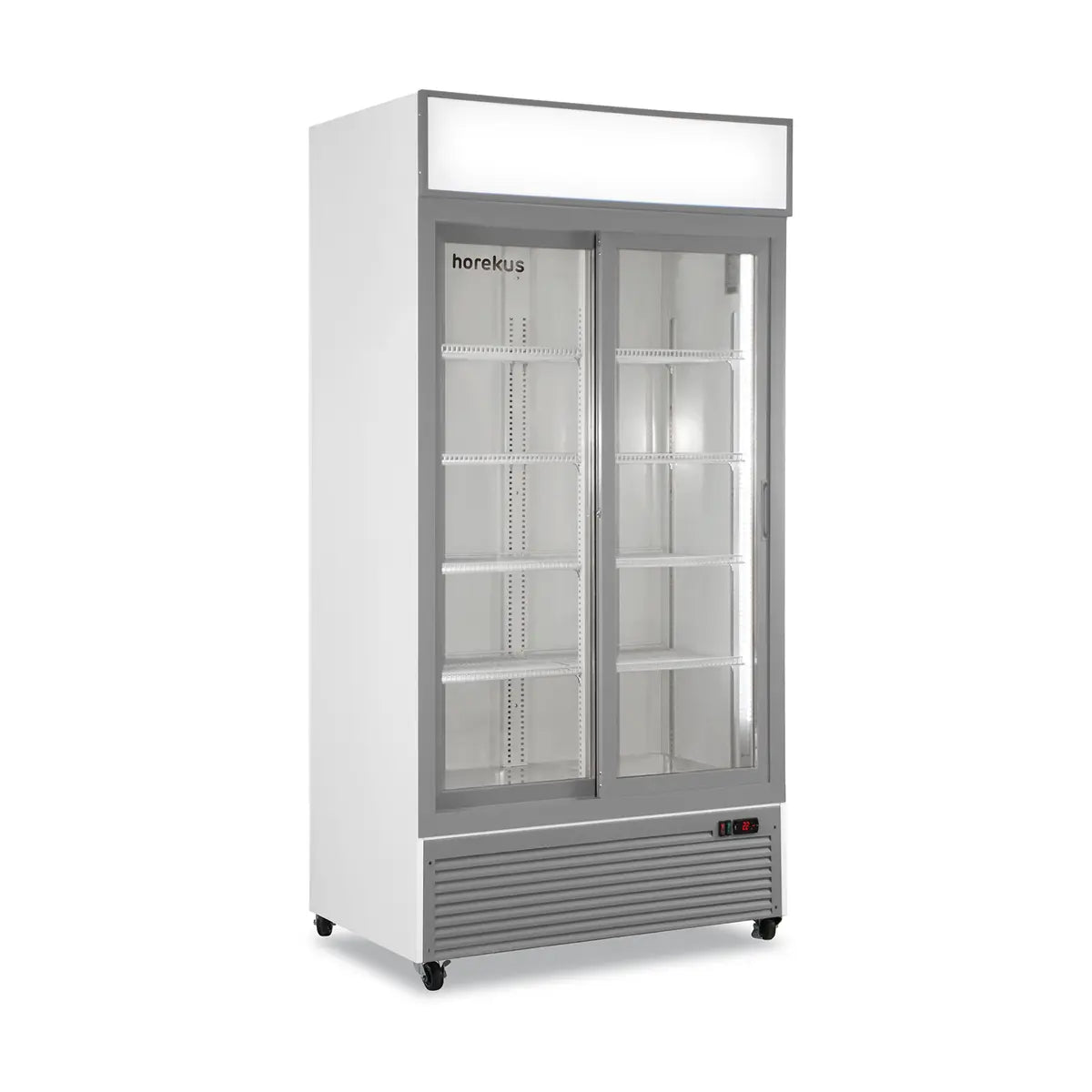 HOREKUS - Armario Expositor Refrigerado KL801 con Puertas Correderas y Canopy Luminoso (+2°C a +10°C)