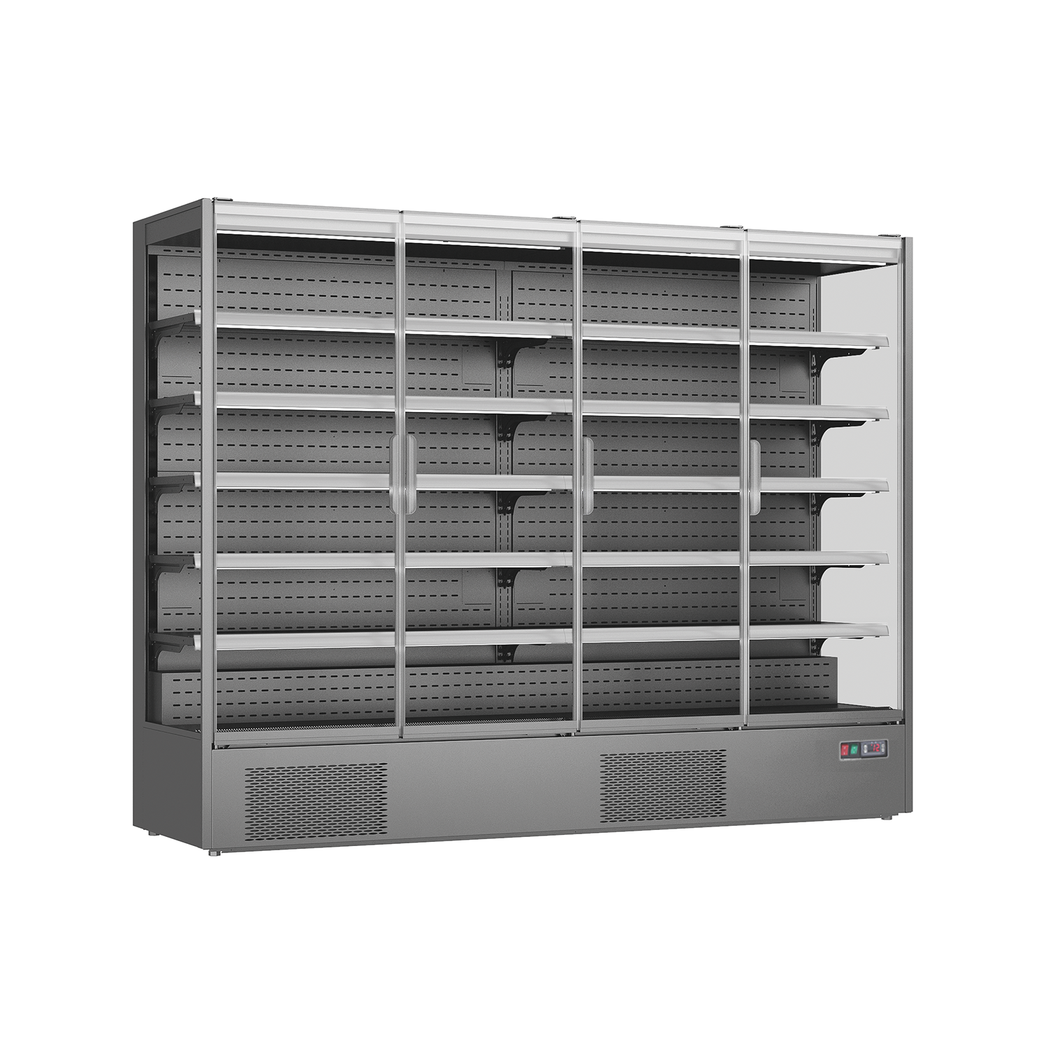 Armario mural refrigerado KVISION250 gris con puertas de cristal y 5 estantes regulables