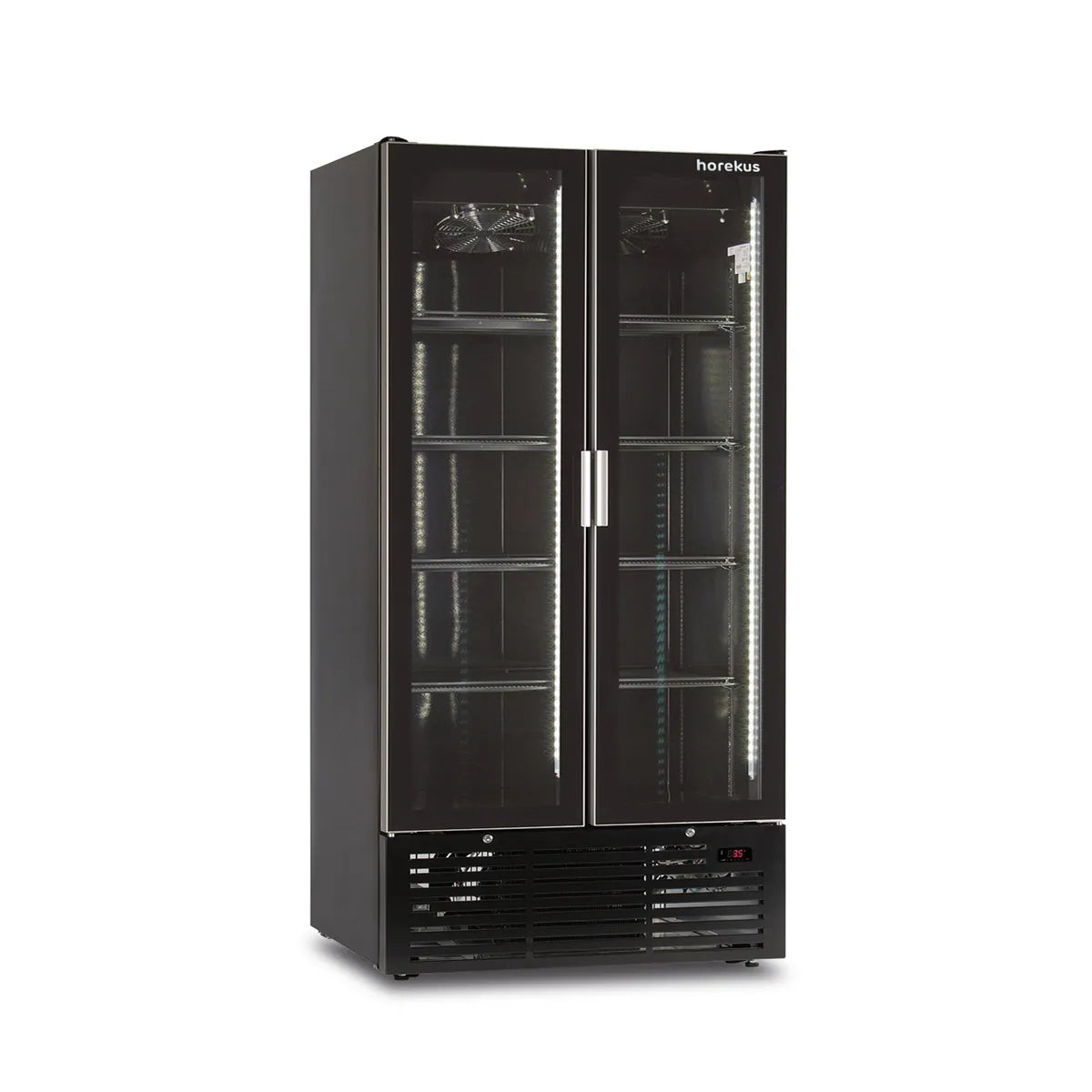 HOREKUS - Armario Expositor Refrigerado KICOOL110 con Puertas Abatibles y 4 LEDs Verticales (+2°C a +10°C)
