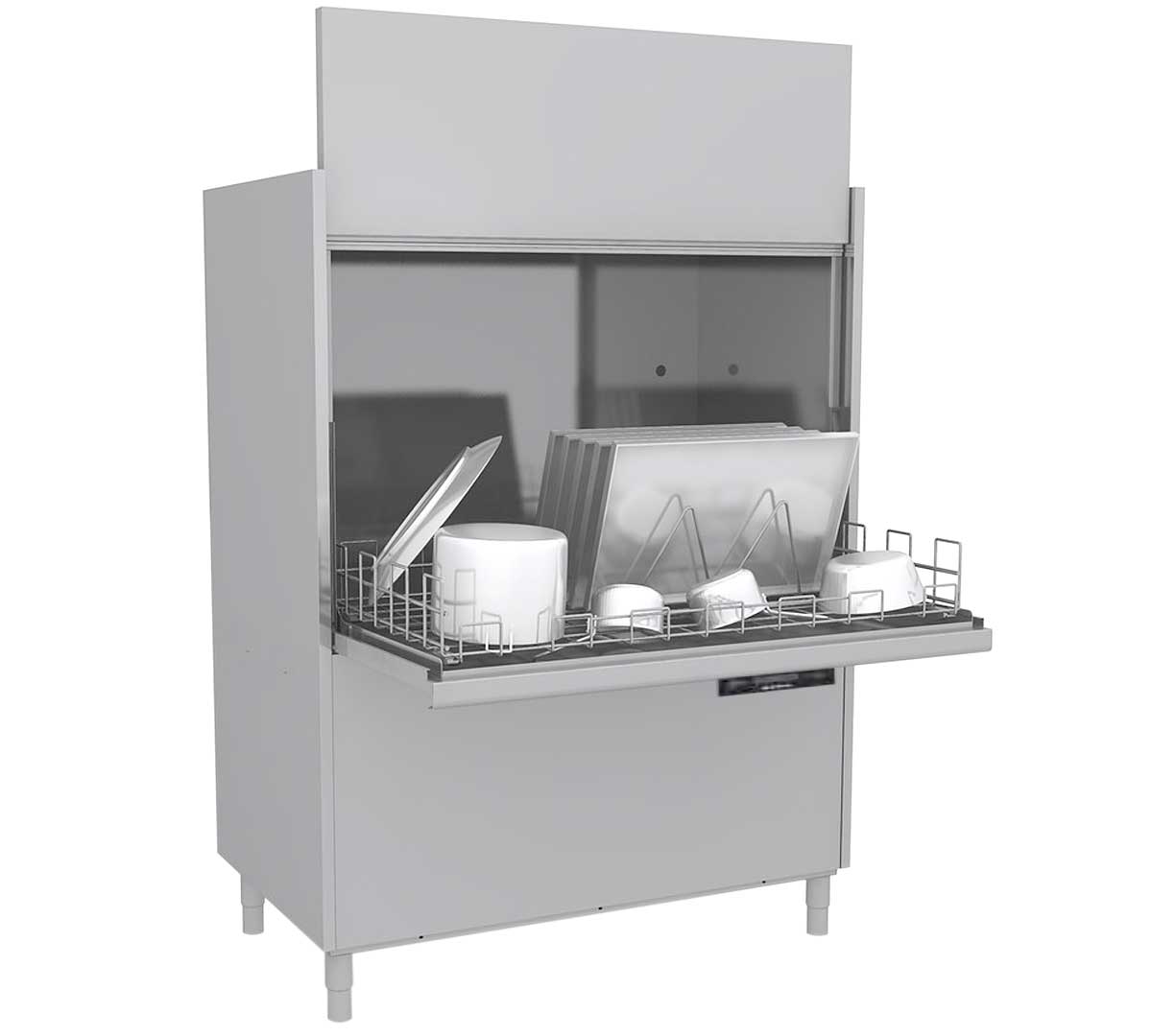 Lavautensilios industrial LP85132 de gran capacidad con doble bomba de lavado para hostelería y obradores