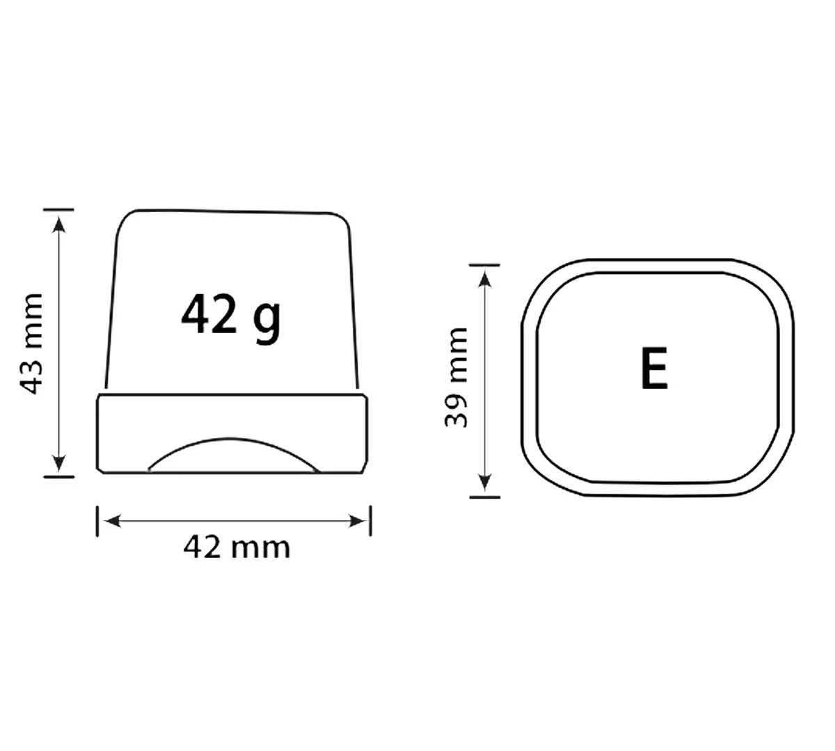 Cubito de hielo Brema de 42 g: forma y dimensiones.