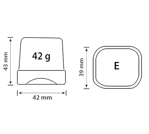 Cubito de hielo Brema de 42 g: forma y dimensiones.