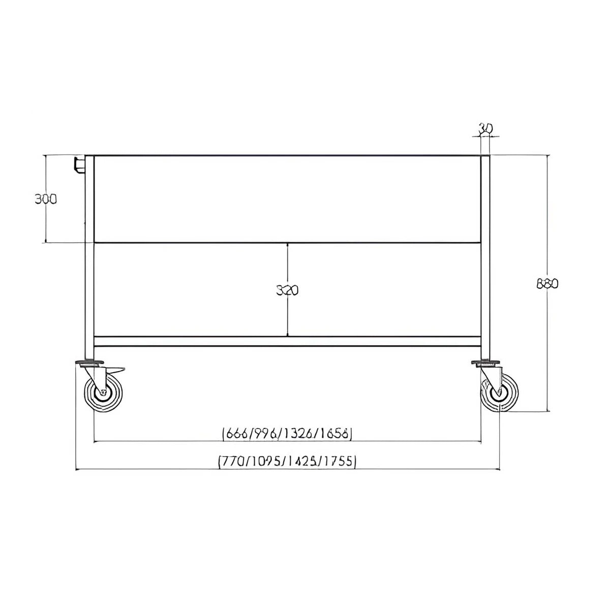 Distform Carro Baño María - plano de dimensiones