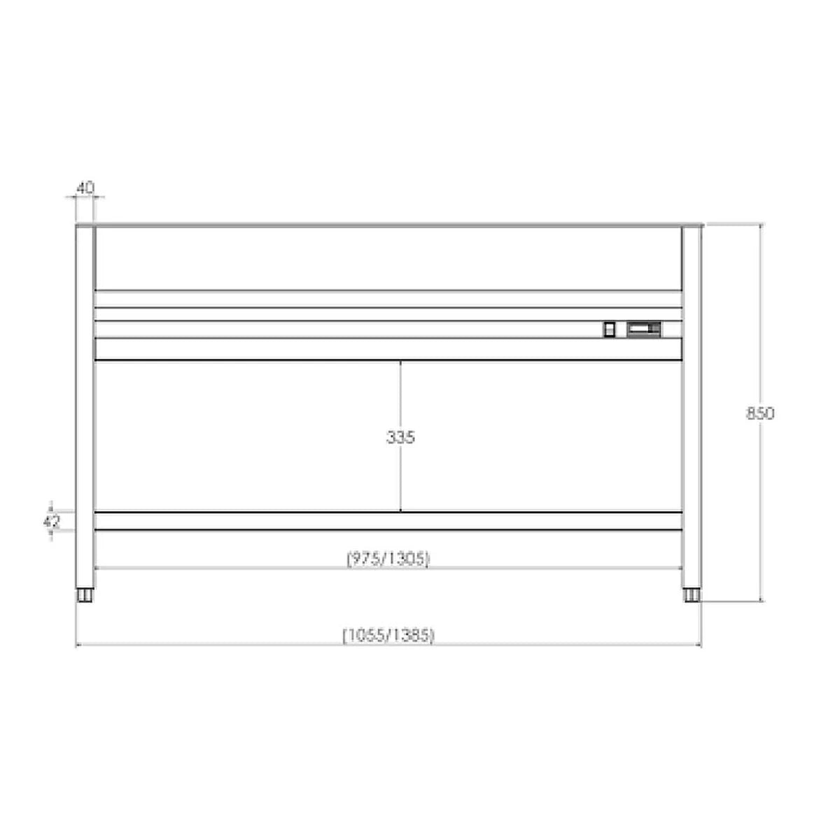 Distform Mesa Baño María - plano de dimensiones