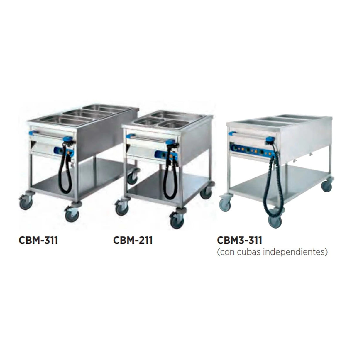 Edenox Carro Baño María CBM - configuraciones de cubas disponibles