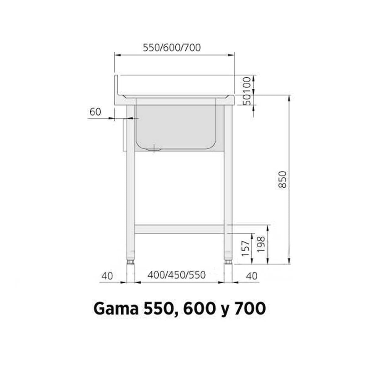 Edenox Fregadero Gama 700 Bastidor y Estante - vista 3