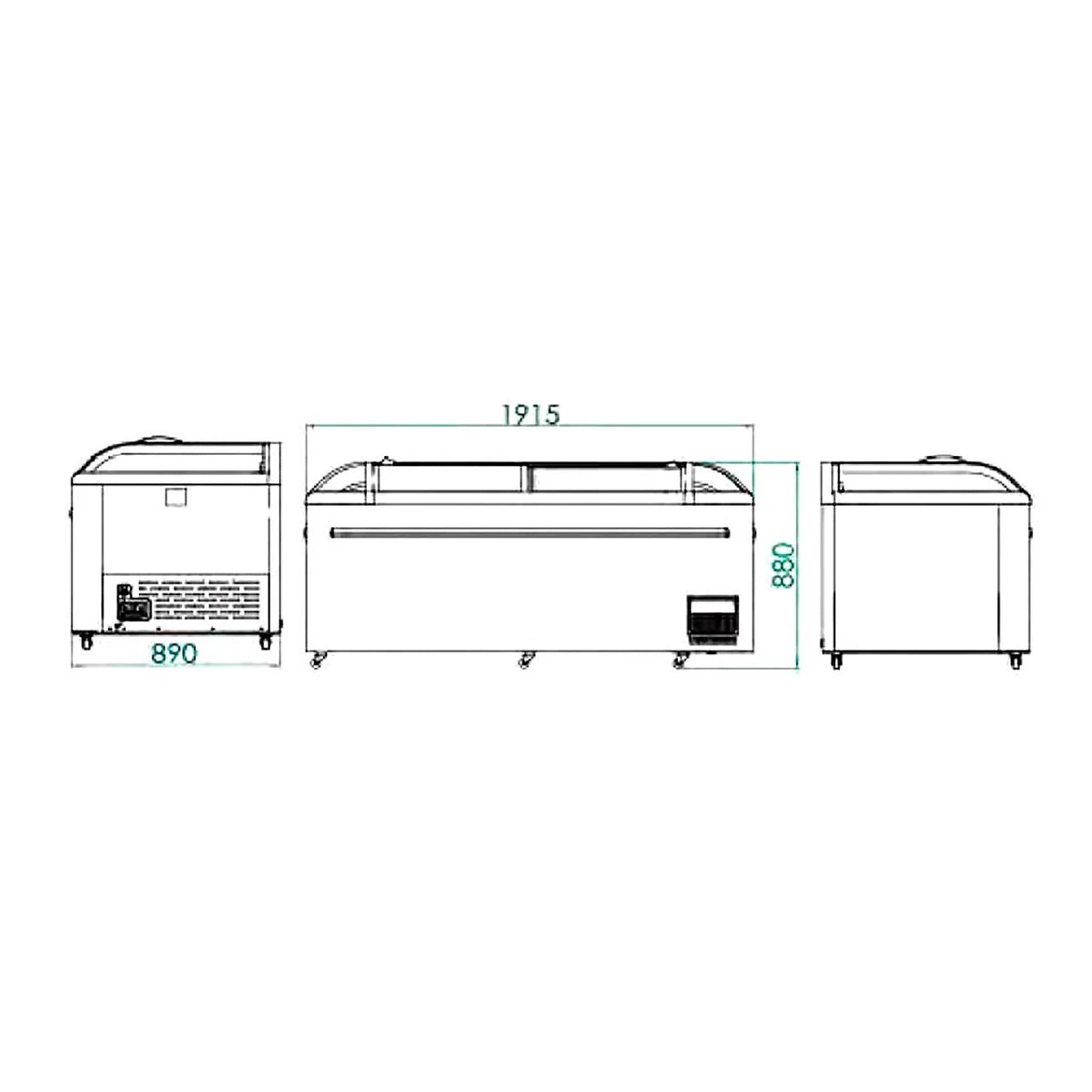 Edenox Isla congeladora IC 199 C S1 - plano de dimensiones