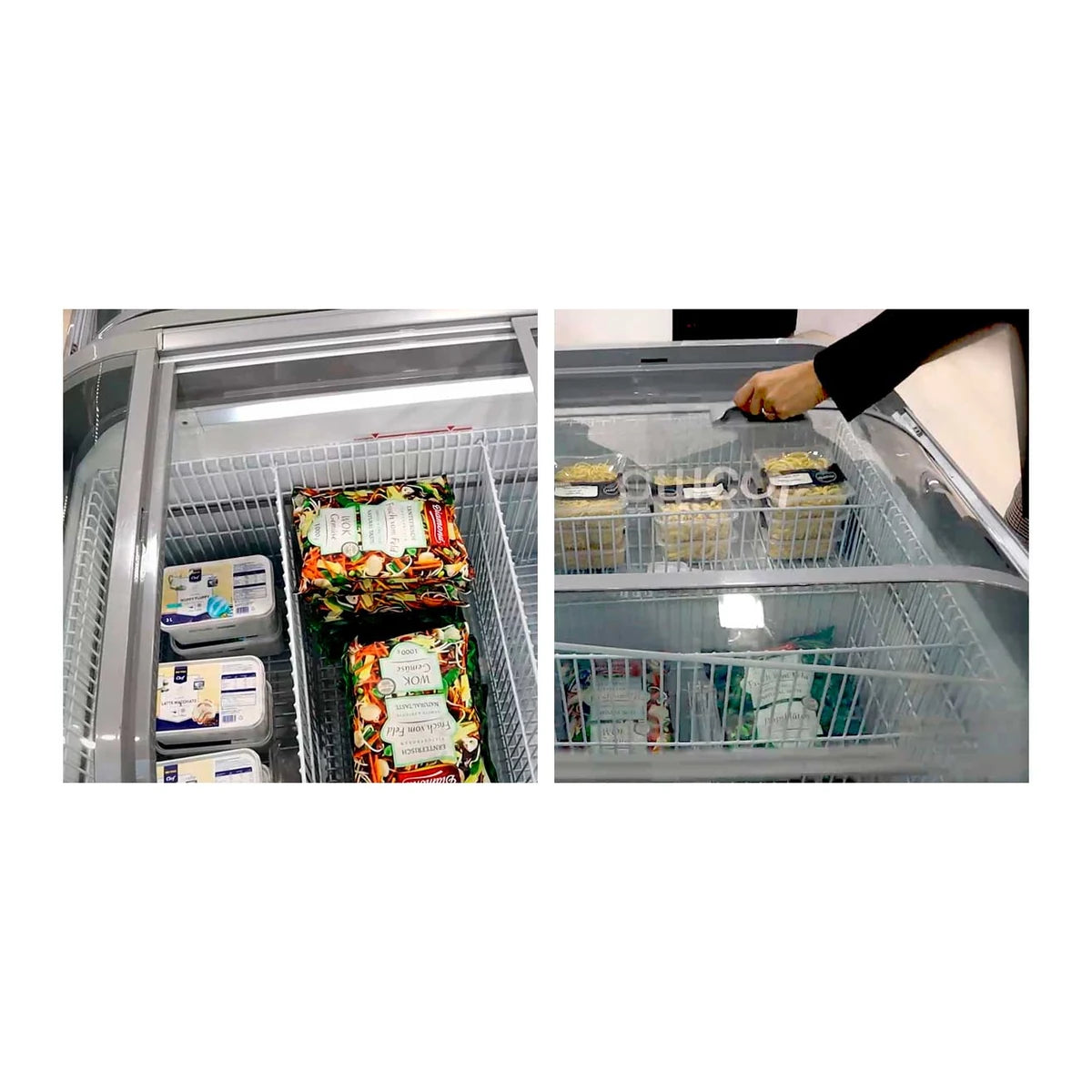 Edenox Isla congeladora lineal IC S1 - tapas correderas y exposición interior