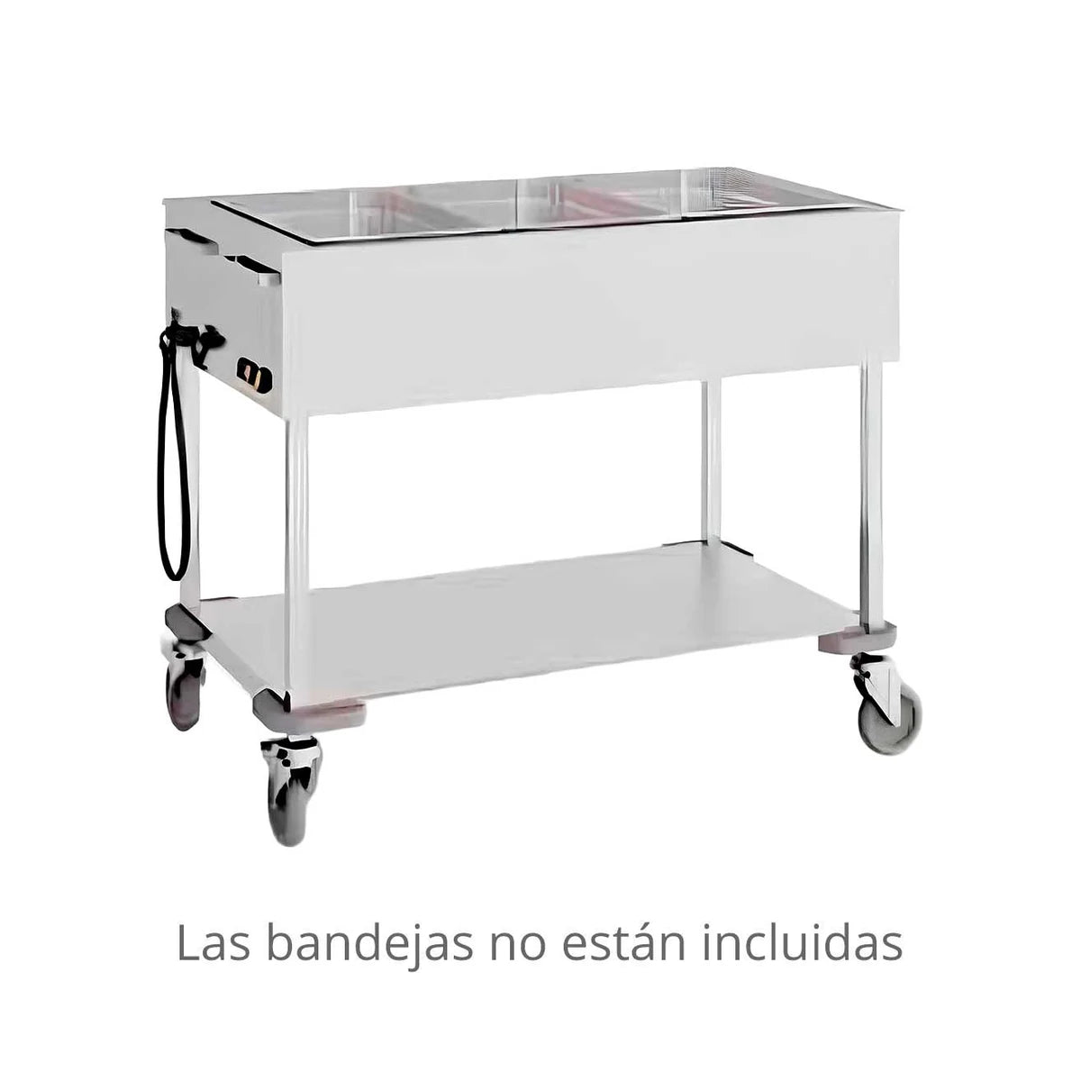 Eratos Carro Baño María Húmedo CBMH - vista general con indicación de bandejas no incluidas