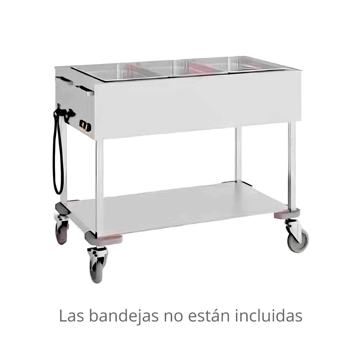Eratos Carro Baño María Seco CBMS - vista general con indicación de bandejas no incluidas