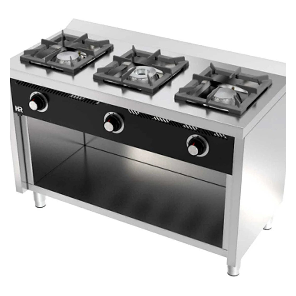 Fainca HR Cocina industrial a gas 3 fuegos Serie 600 con estante C3F600E - vista 1