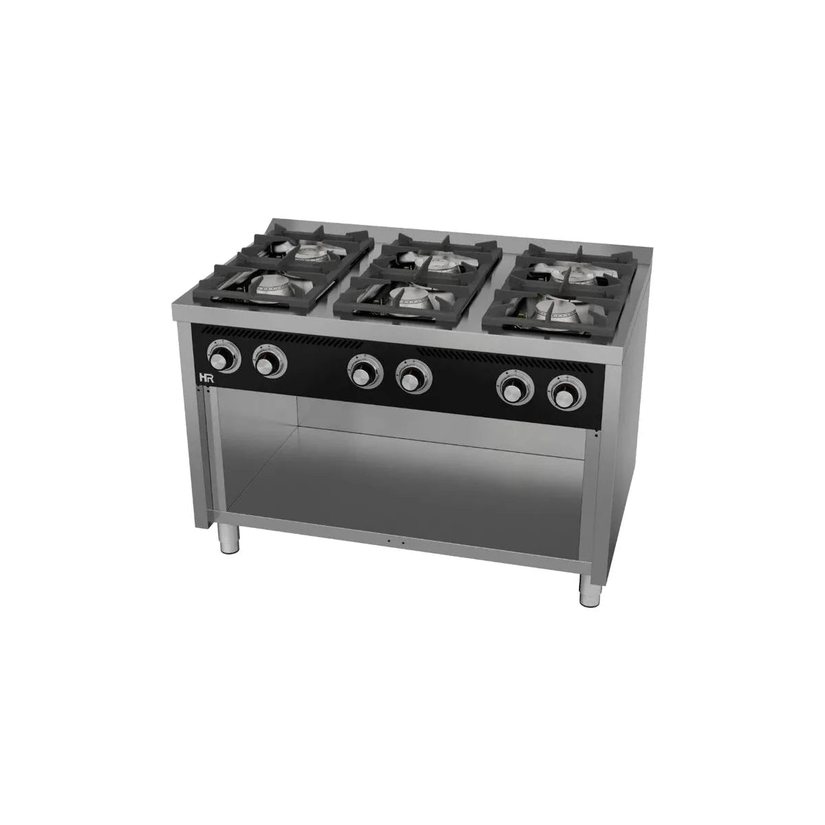 Fainca HR Cocina industrial a gas 6 fuegos Serie 750 con estante C6F750E - vista 1