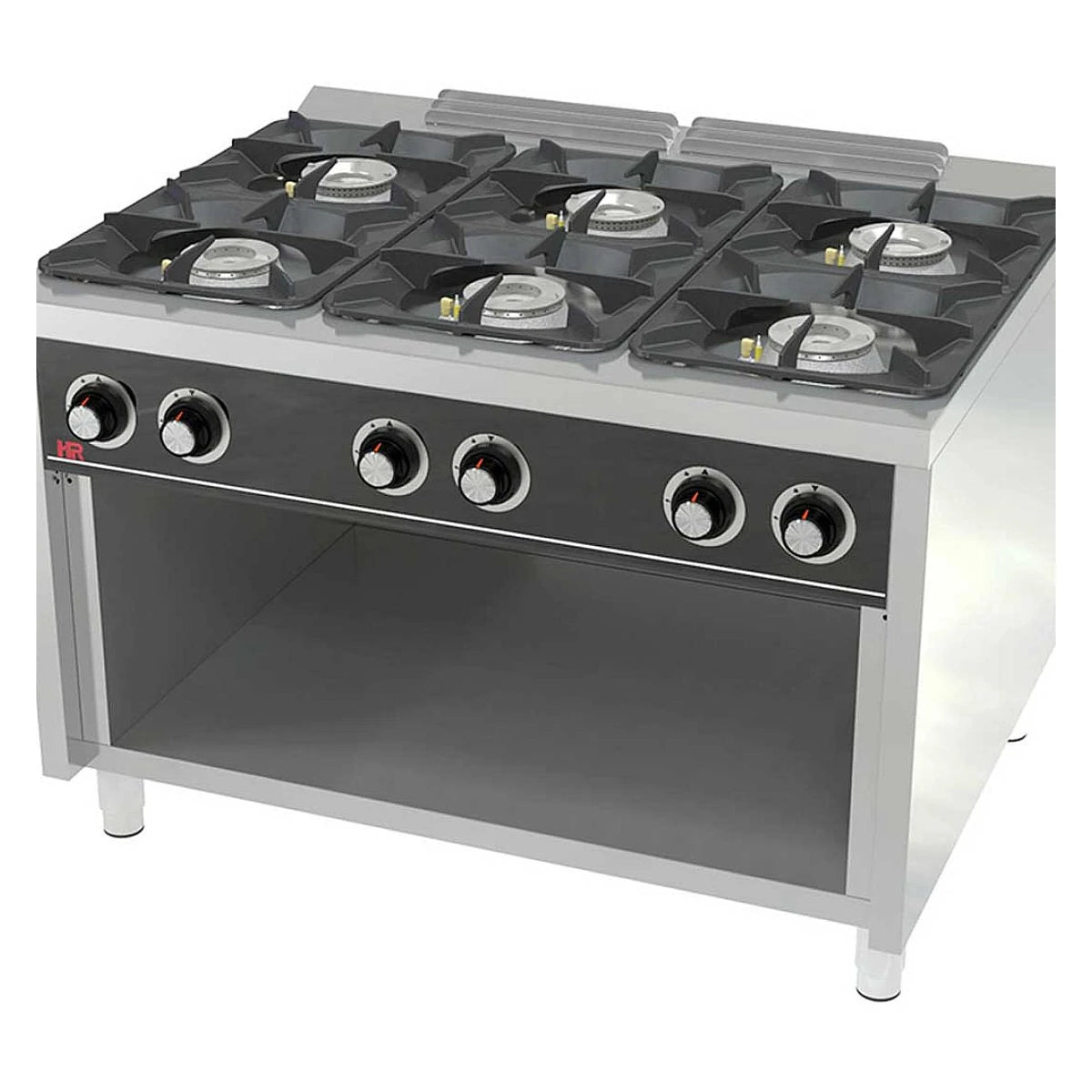 Fainca HR Cocina industrial a gas 6 fuegos Serie 900 con estante C6F900E - vista 1