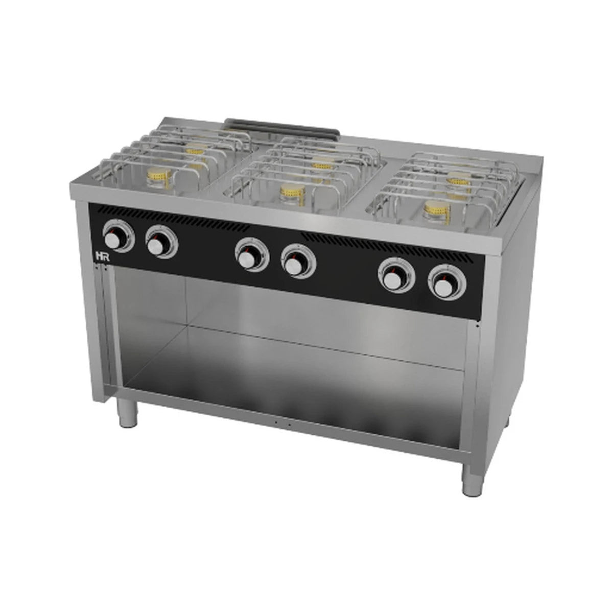Fainca HR Cocina industrial a gas BASIC 6 fuegos Serie 750 con estante CB6F750E - vista 1