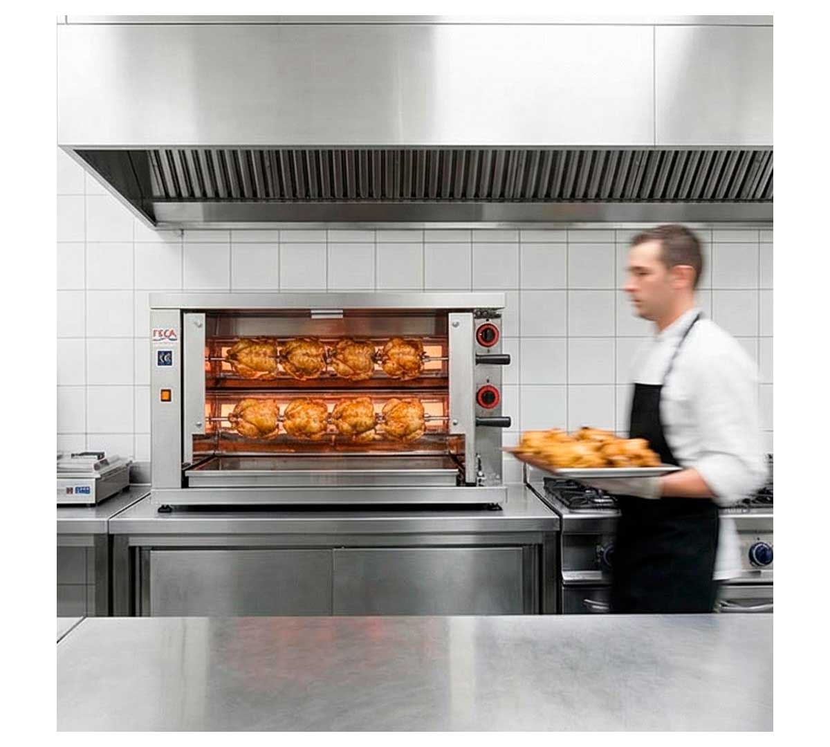 ASADOR DE POLLOS 2 ESPADAS ELECTRICO VITROCERAMICA 110x45x61 cm FECA 210 EKO-V