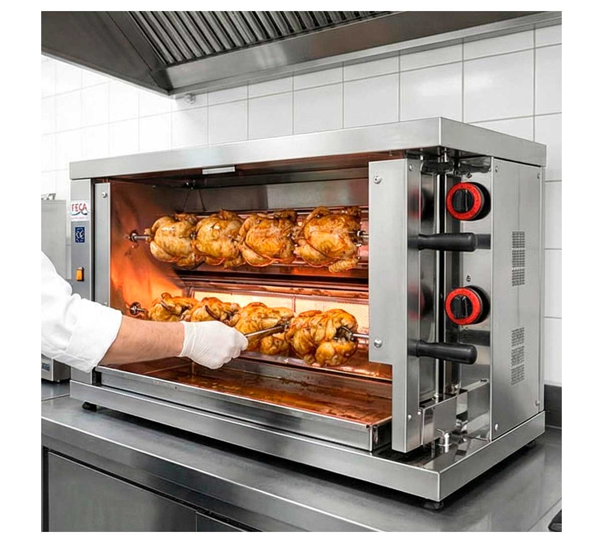 ASADOR DE POLLOS 2 ESPADAS ELECTRICO VITROCERAMICA 110x45x61 cm FECA 210 EKO-V