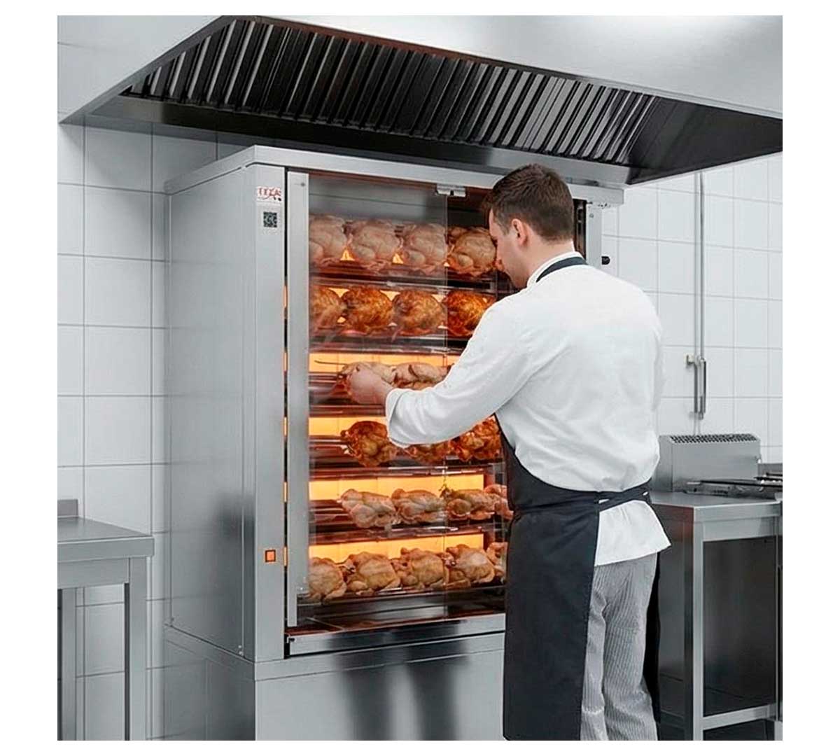 ASADOR DE POLLOS 6 ESPADAS ELECTRICO VITROCERAMICA 110x45x176 cm FECA 630 EKO-V