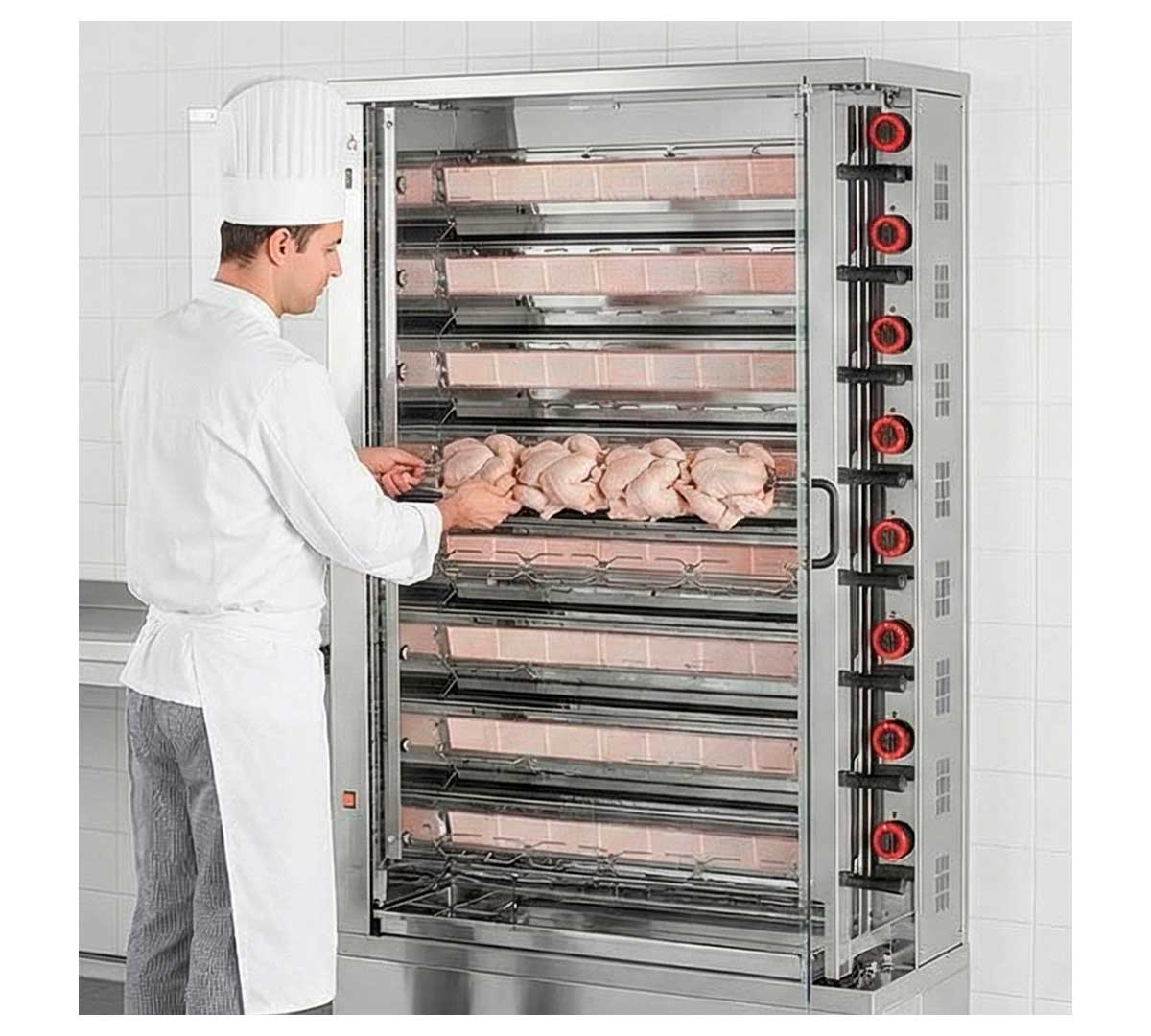 ASADOR DE POLLOS 8 ESPADAS ELECTRICO 110x45x 96 cm FECA 840 EKO-E