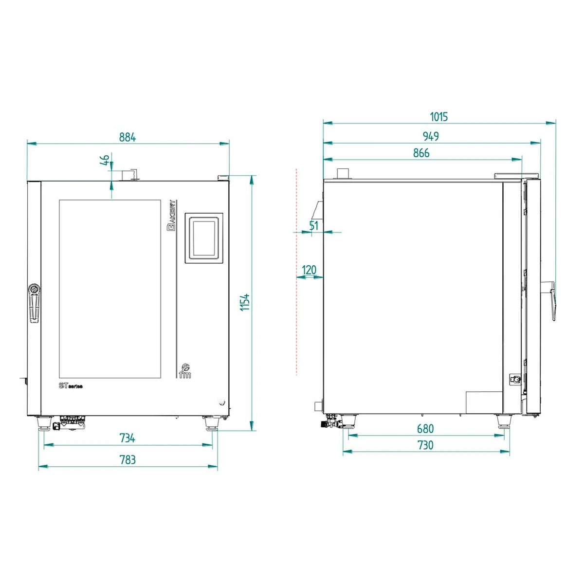 FM Horno mixto panadero STB 610 V7 Gas 10 bandejas 600x400 mm - imagen 4