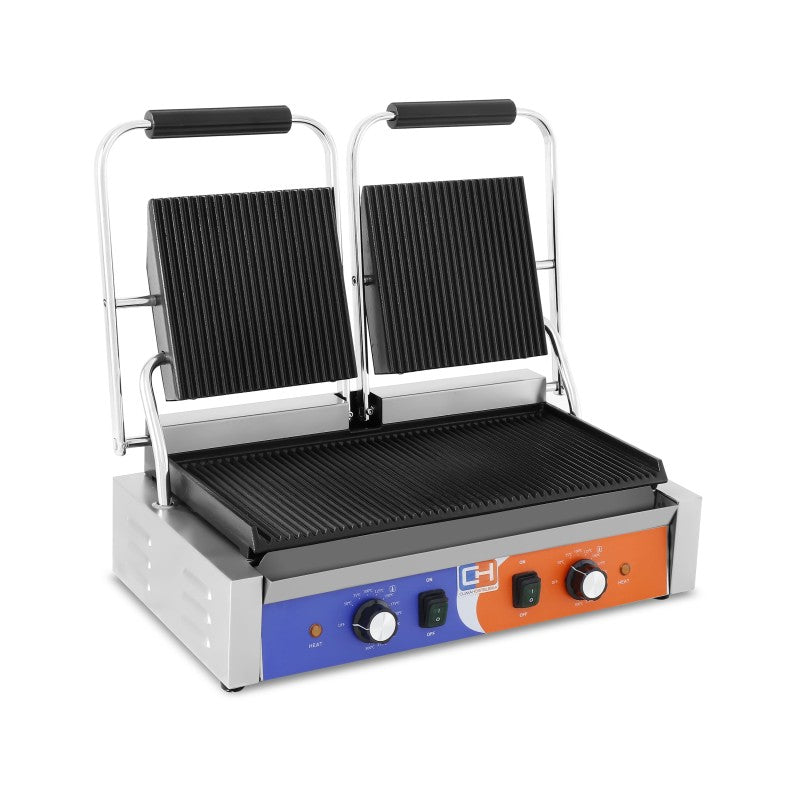 Grill eléctrico doble profesional PG-813 para paninis, bocadillos, carne y verduras