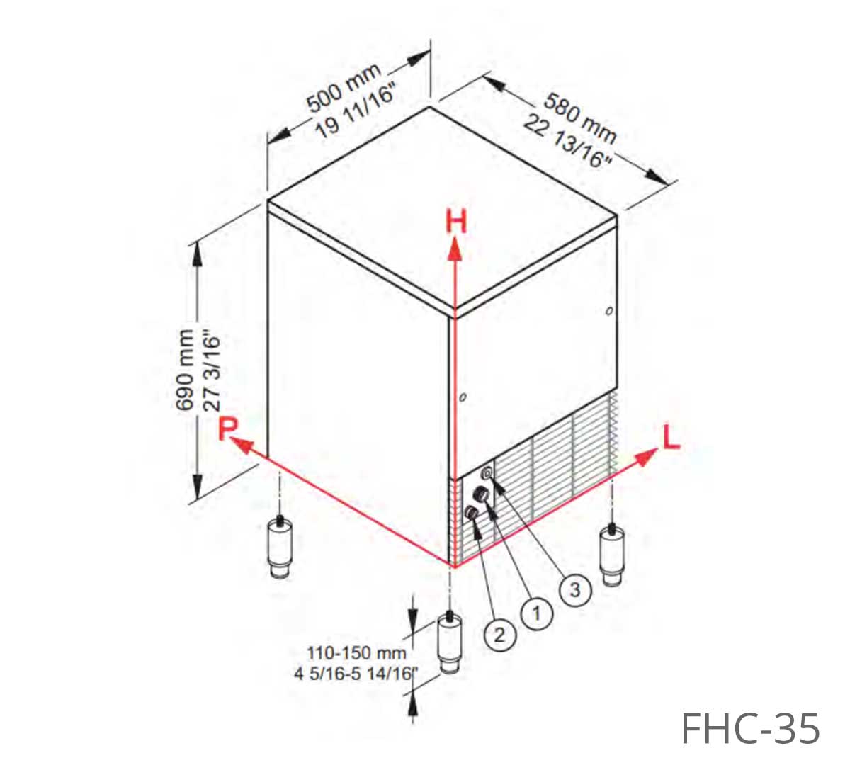 Infrico - Máquina Hielo FHC Aire | Cubito Muy Grande 42 g