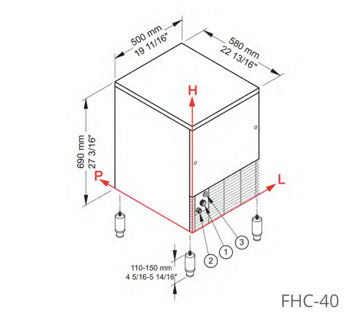 Infrico - Máquina Hielo FHC Aire | Cubito Muy Grande 42 g