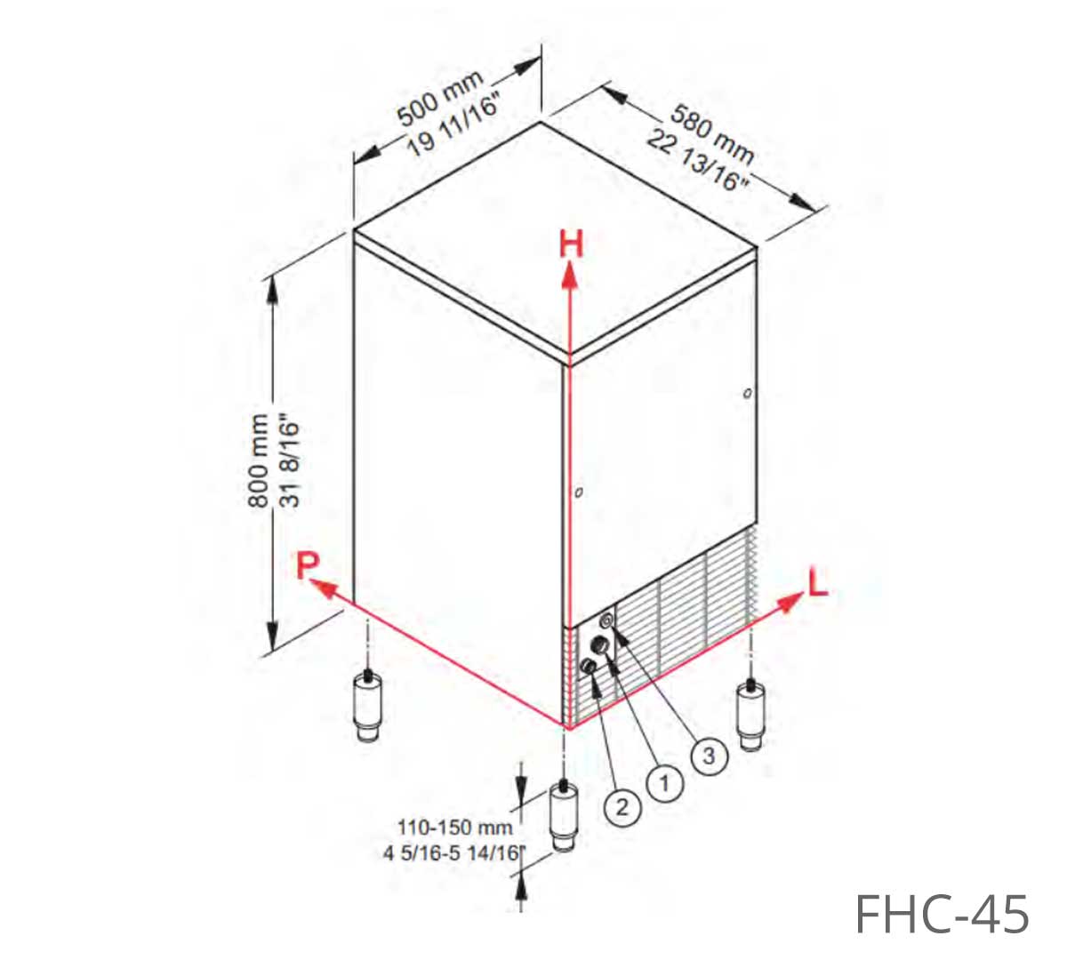 Infrico - Máquina Hielo FHC Aire | Cubito Muy Grande 42 g
