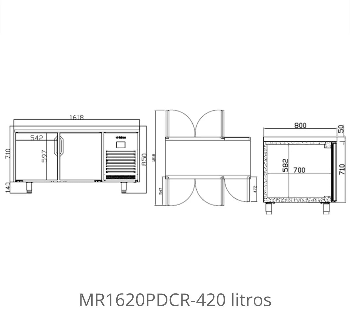 Infrico Mesa Refrigerada Pastelería Puertas Pasantes MR PDCR – 02