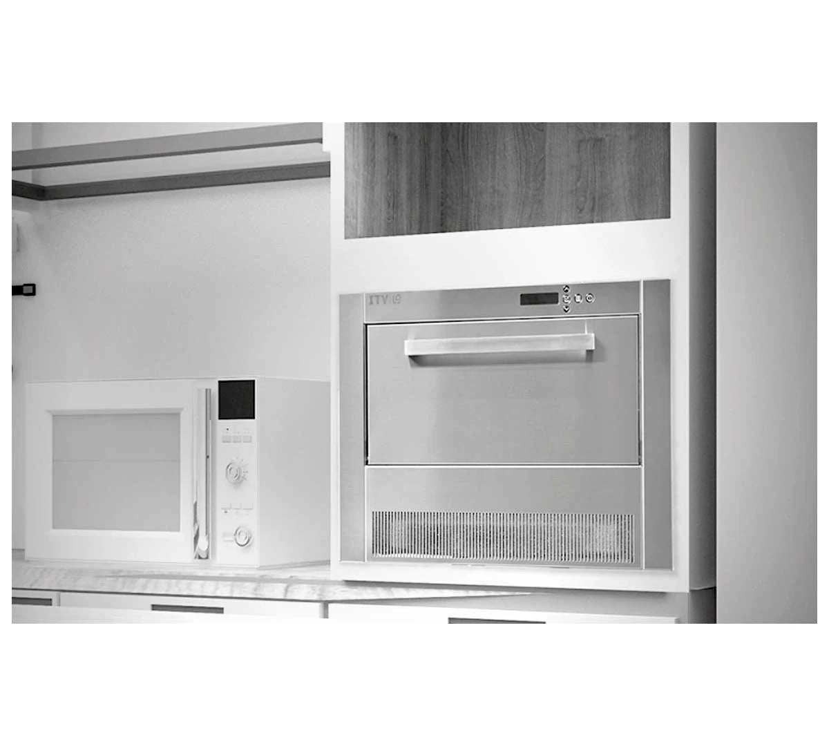 ITV máquina de hielo Encastrable Kitchen Ice para hostelería. Vista de instalación encastrada.