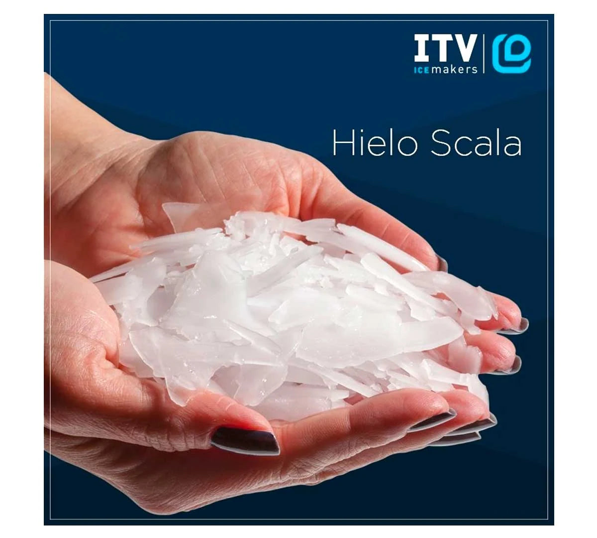 ITV máquina de hielo Scala 400 para hostelería. Detalle del tipo de hielo.