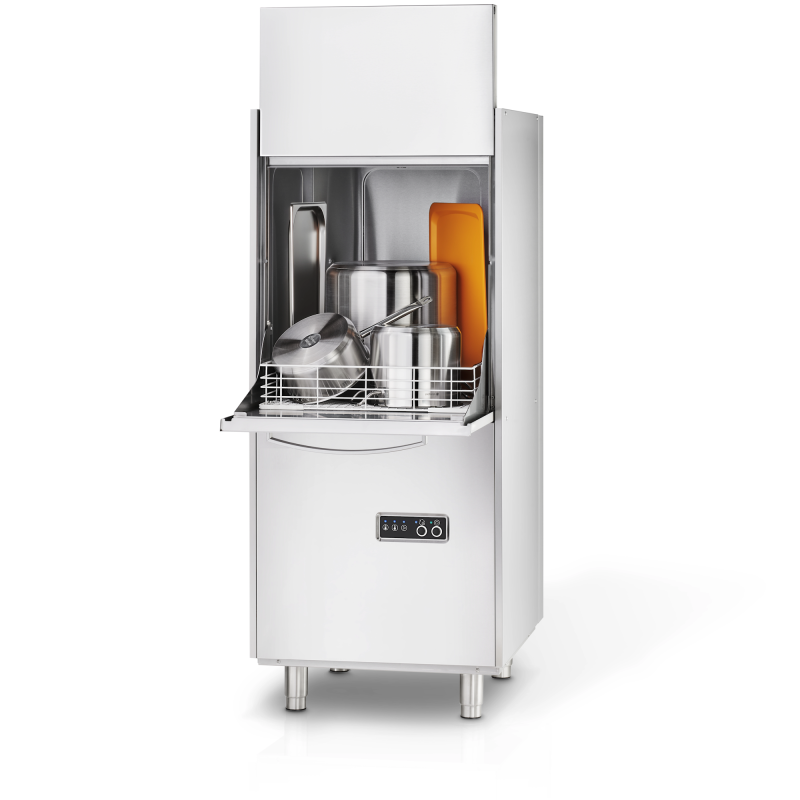 Lavautensilios industrial ST-LVU con cesta 620x570 mm para lavado profesional de bandejas, utensilios y contenedores GN en hostelería.