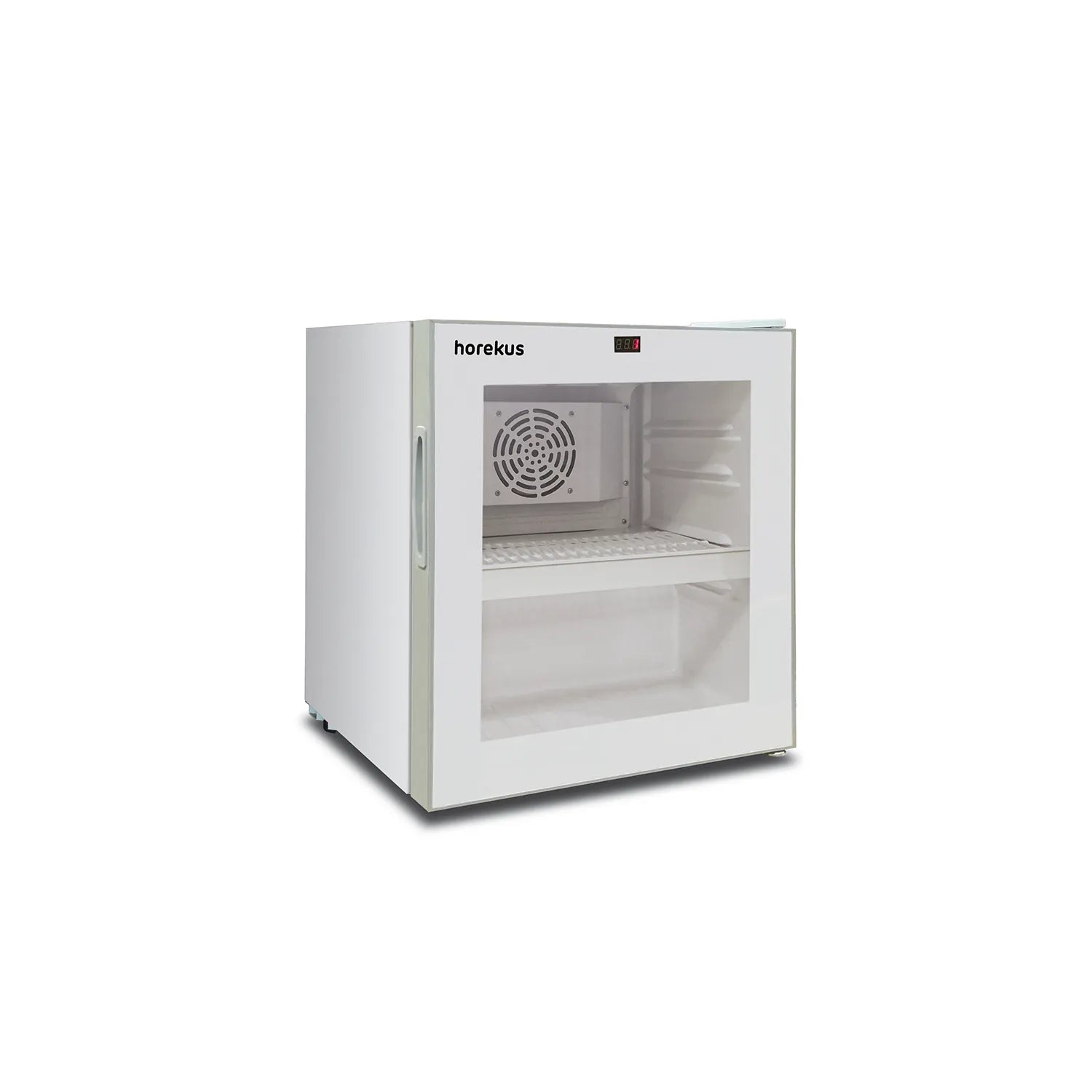 Mini frigorífico expositor blanco Horekus HAM2 con puerta de cristal