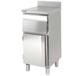 Mueble cafetero industrial MCN-50C en acero inoxidable con cajones y puerta para cafetería